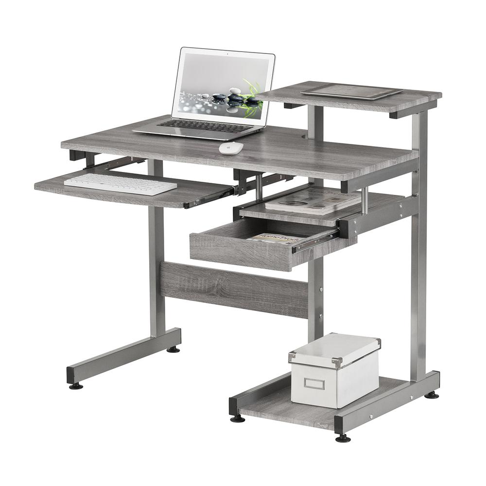 Complete Computer Workstation Desk, Gray. Picture 4