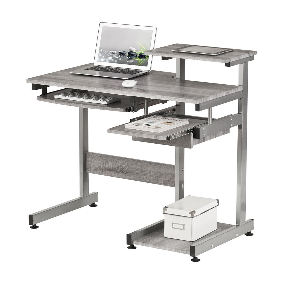 Complete Computer Workstation Desk, Gray. Picture 5