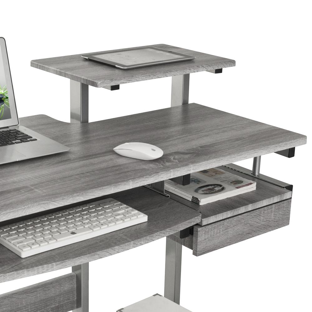 Complete Computer Workstation Desk, Gray. Picture 7