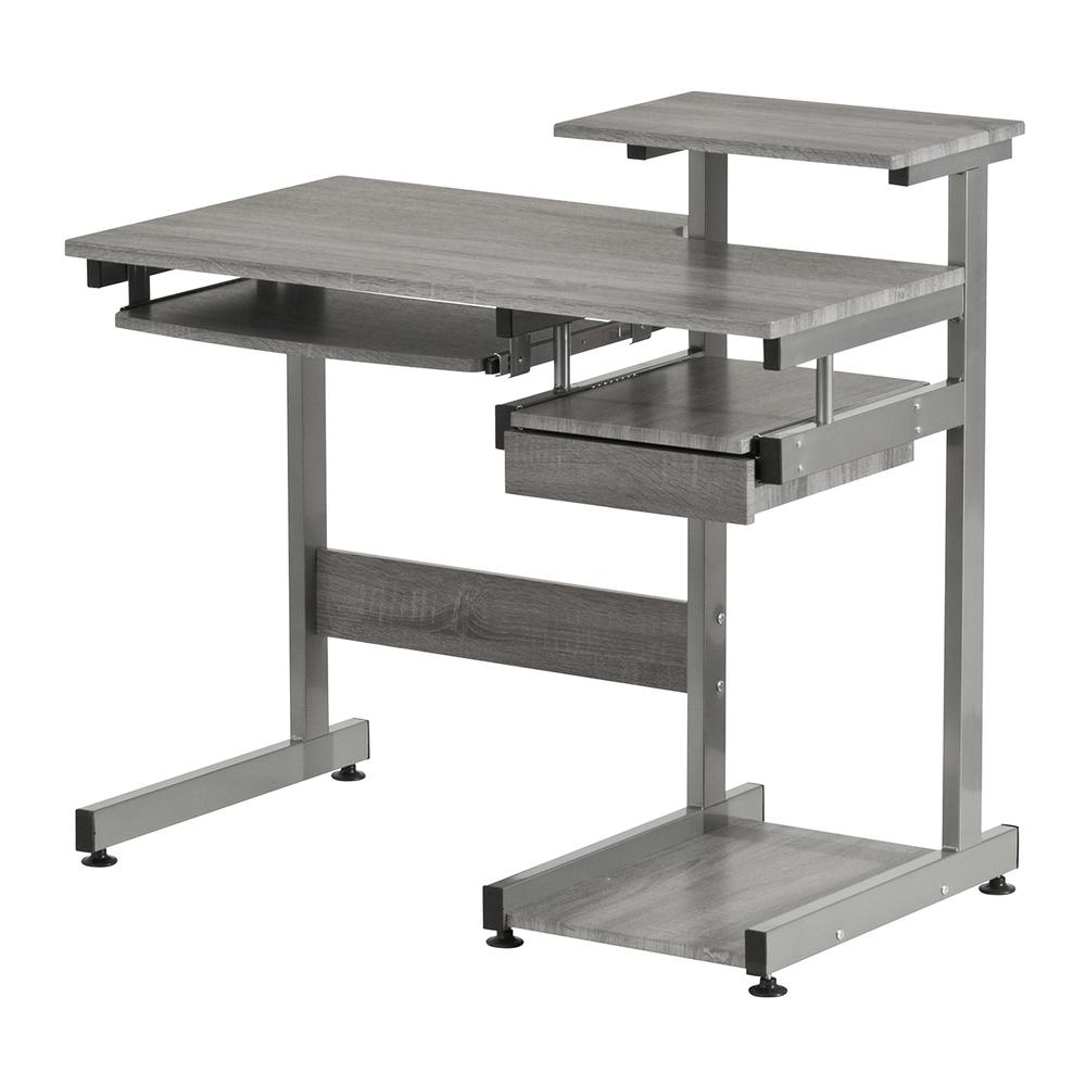 Complete Computer Workstation Desk, Gray. Picture 15
