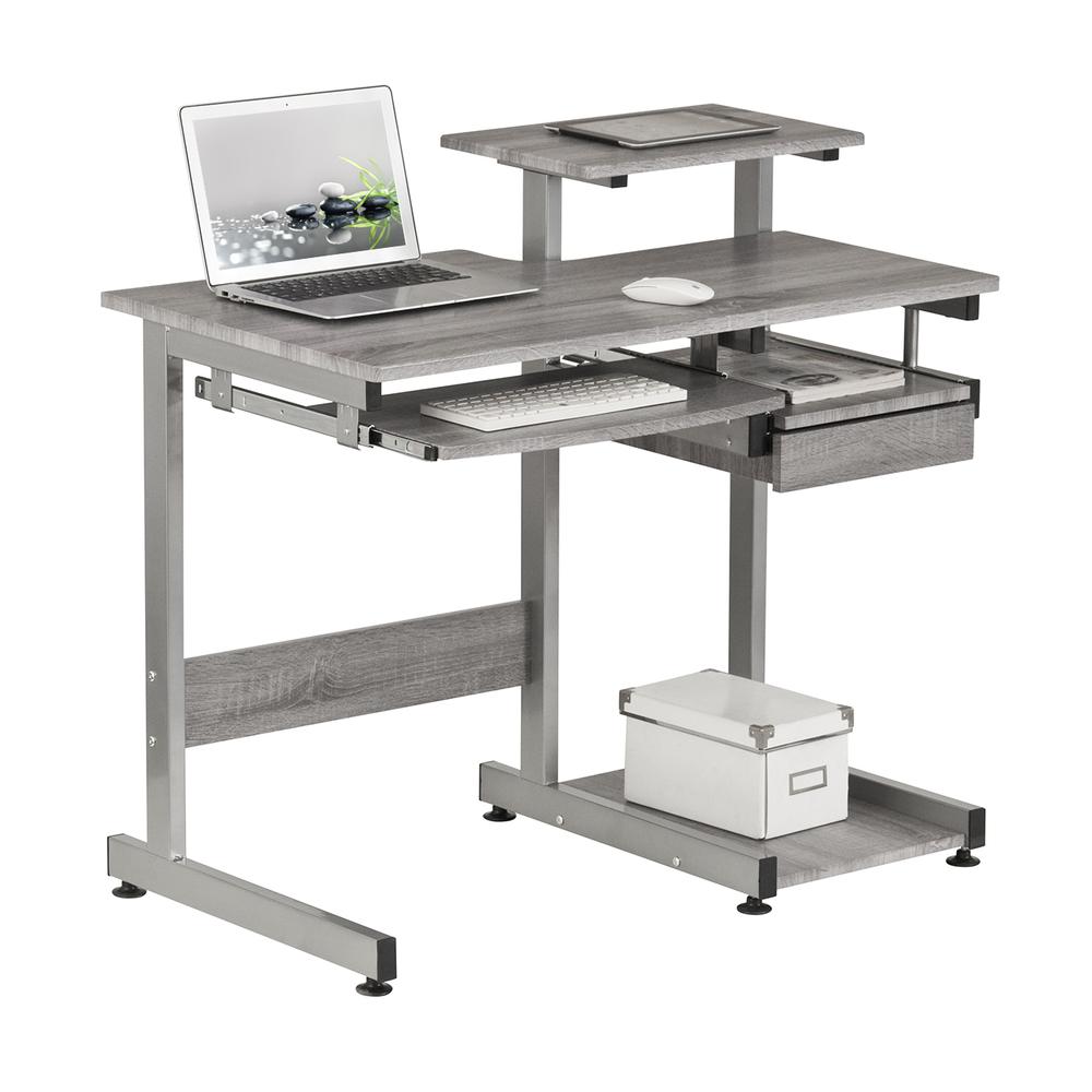 Complete Computer Workstation Desk, Gray. Picture 21