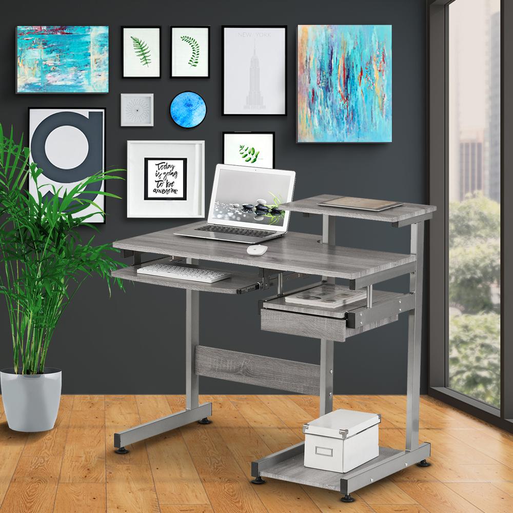 Complete Computer Workstation Desk, Gray. Picture 23