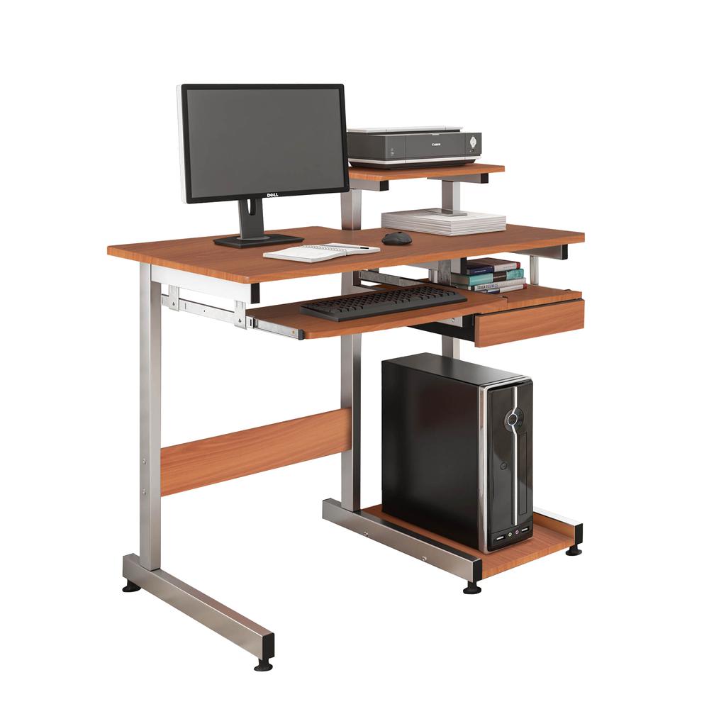Complete Computer Workstation Desk. Color: Woodgrain. Picture 5