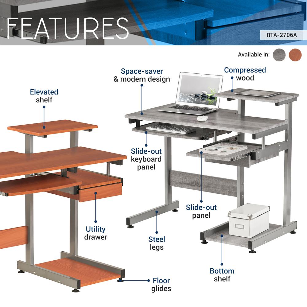 Complete Computer Workstation Desk. Color: Woodgrain. Picture 17