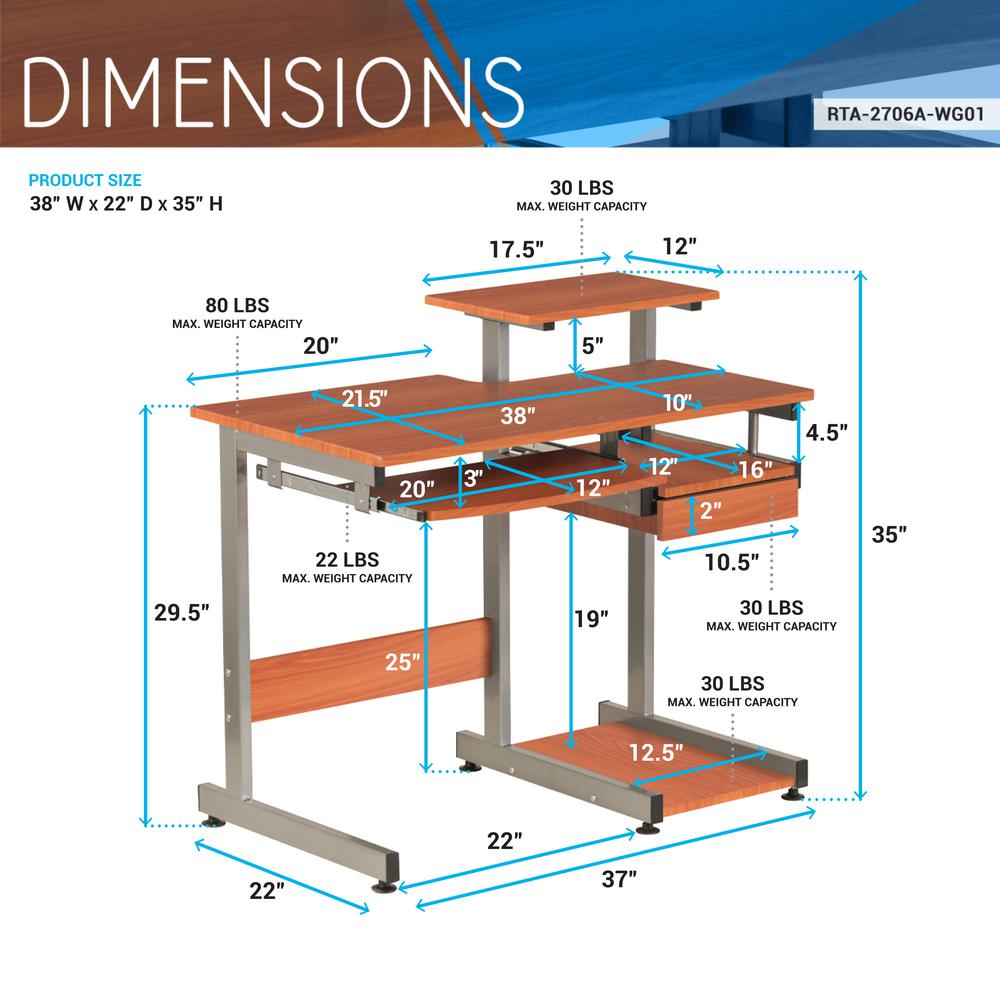 Complete Computer Workstation Desk. Color: Woodgrain. Picture 13