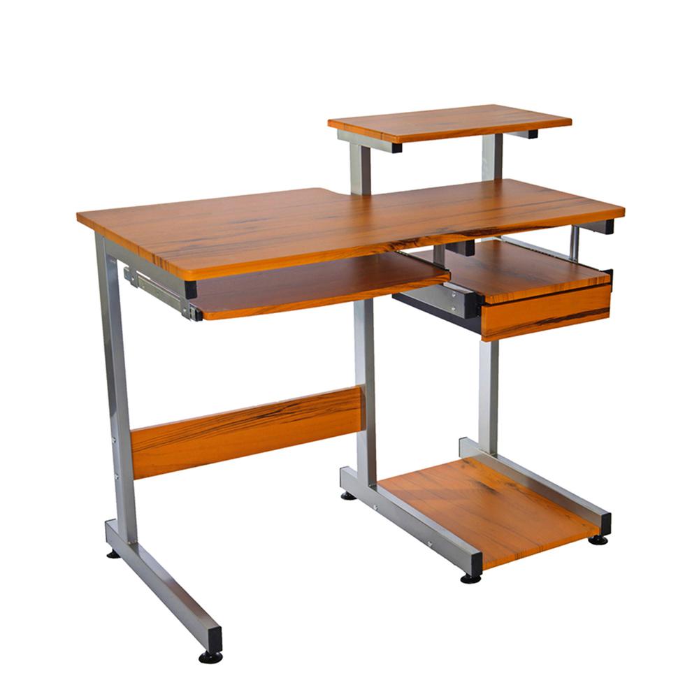 Complete Computer Workstation Desk. Color: Woodgrain. Picture 1