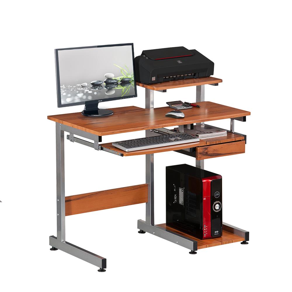 Complete Computer Workstation Desk. Color: Woodgrain. Picture 4
