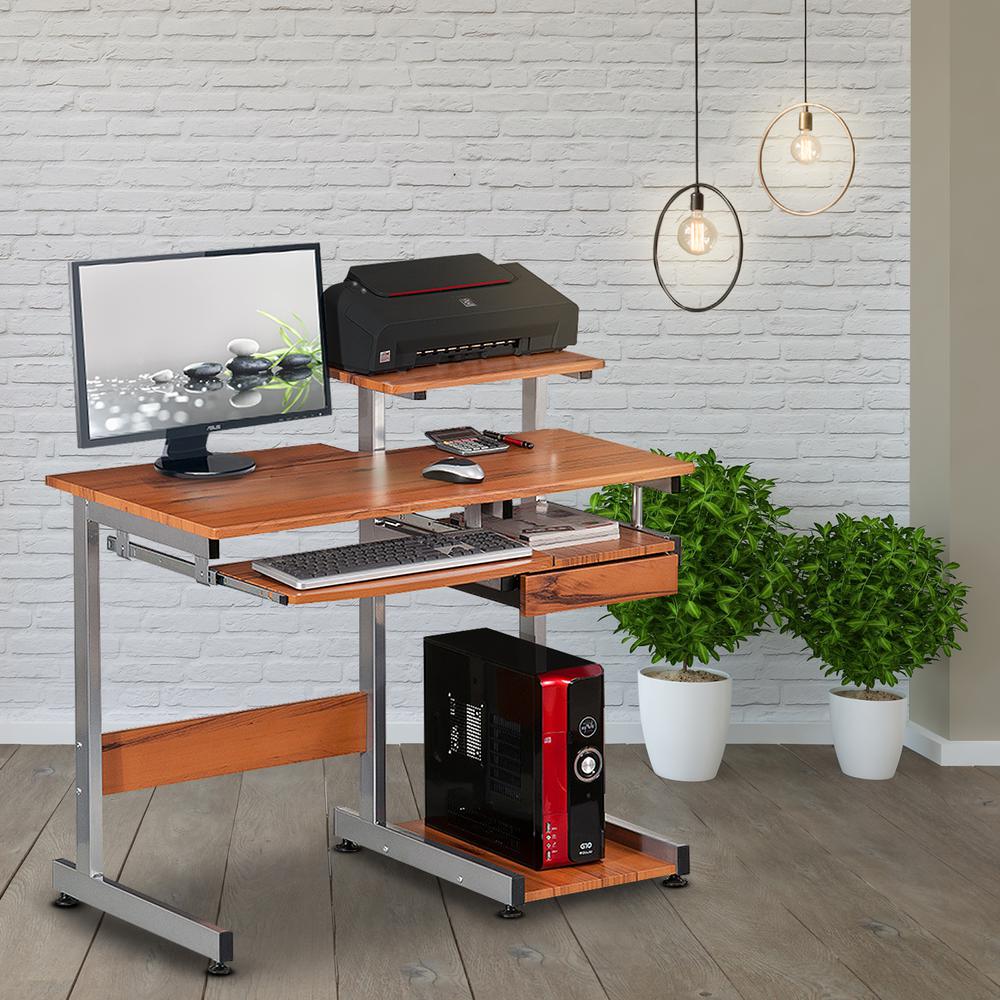 Complete Computer Workstation Desk. Color: Woodgrain. Picture 8