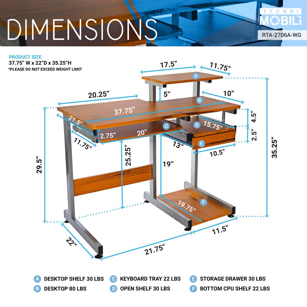 Complete Computer Workstation Desk. Color: Woodgrain. Picture 11