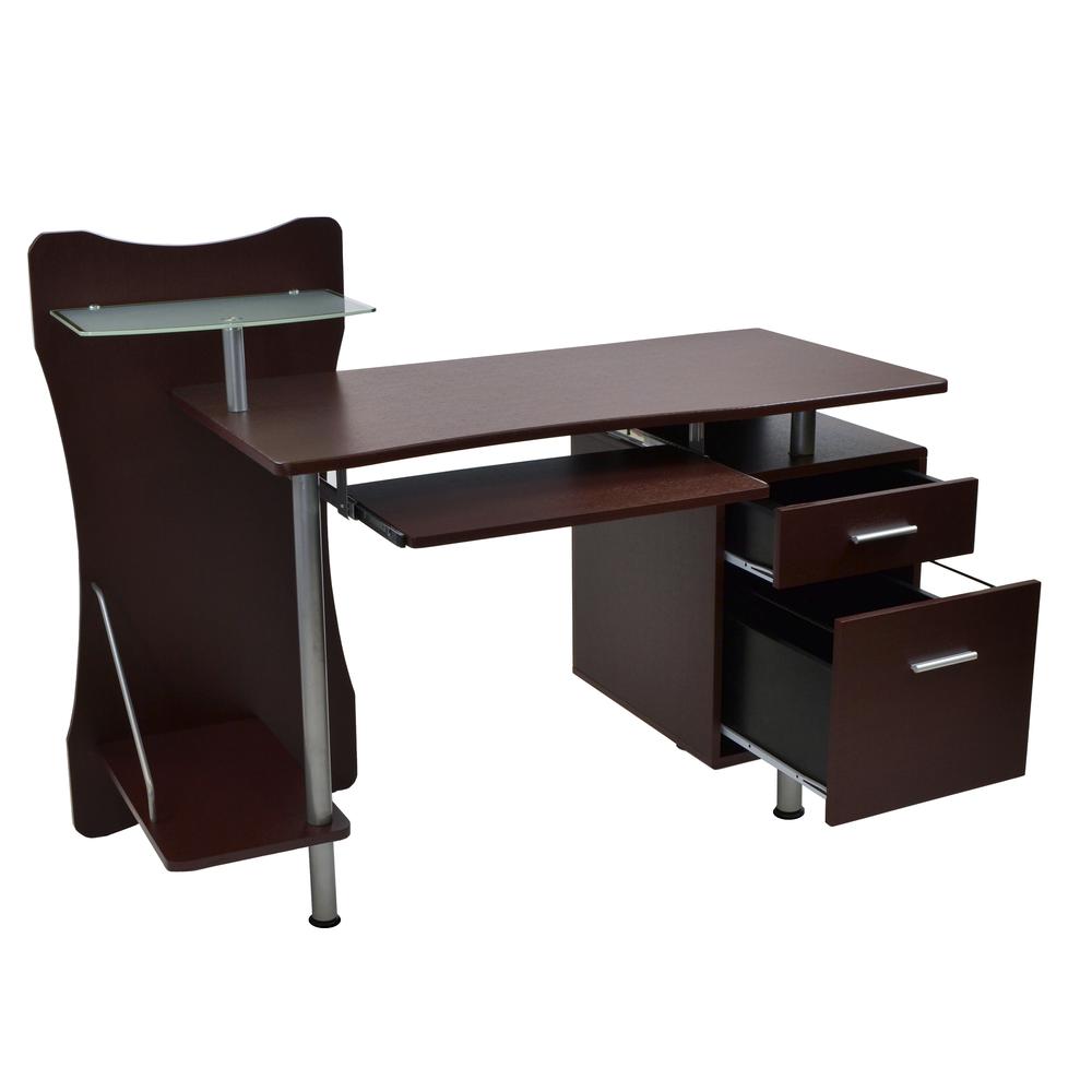 Stylish Computer Desk with Storage. Color: Chocolate. Picture 6