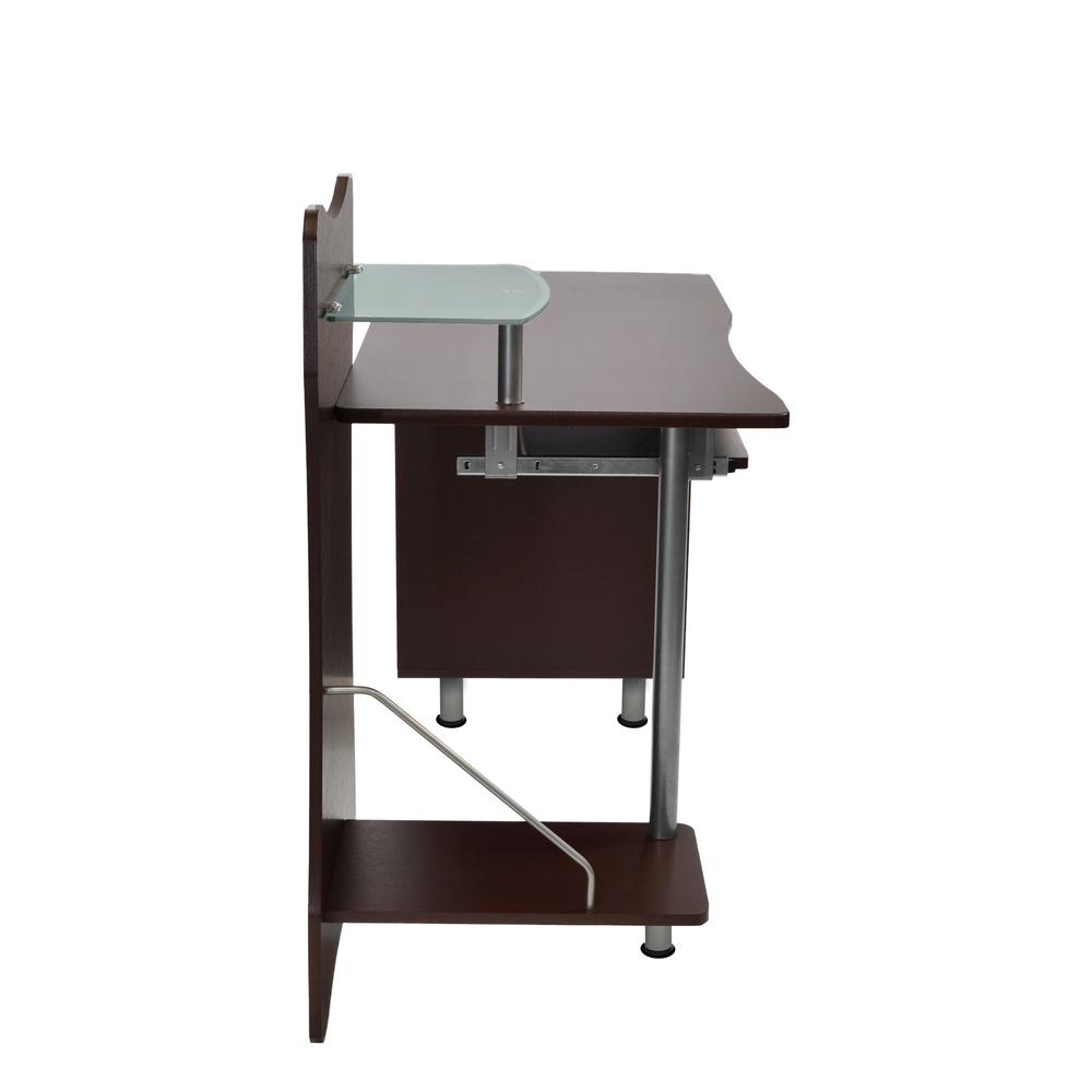 Stylish Computer Desk with Storage. Color: Chocolate. Picture 9