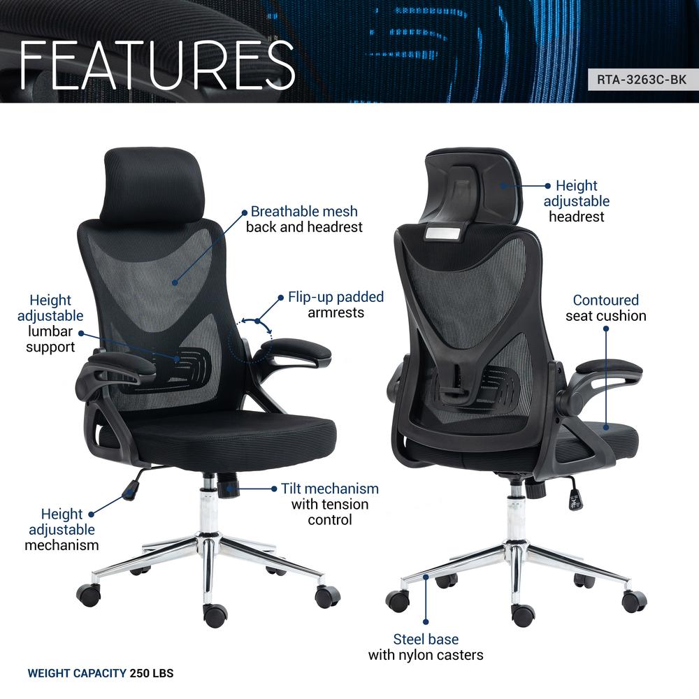 Office Chair with Lumbar Support & Adjustable Headrest. Picture 6