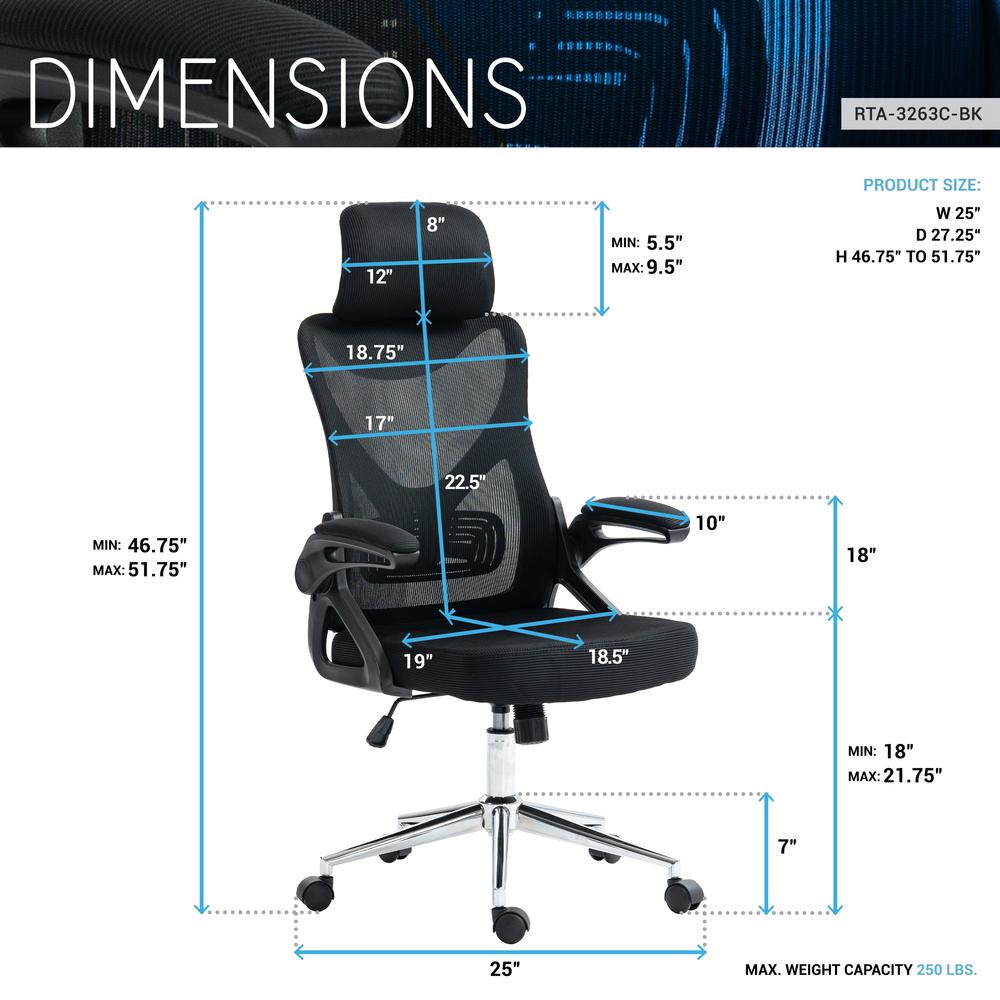 Office Chair with Lumbar Support & Adjustable Headrest. Picture 7