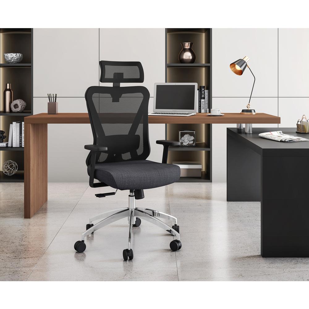 Truly Ergonomic Mesh Office Chair with Headrest & Lumbar Support, Black. Picture 16