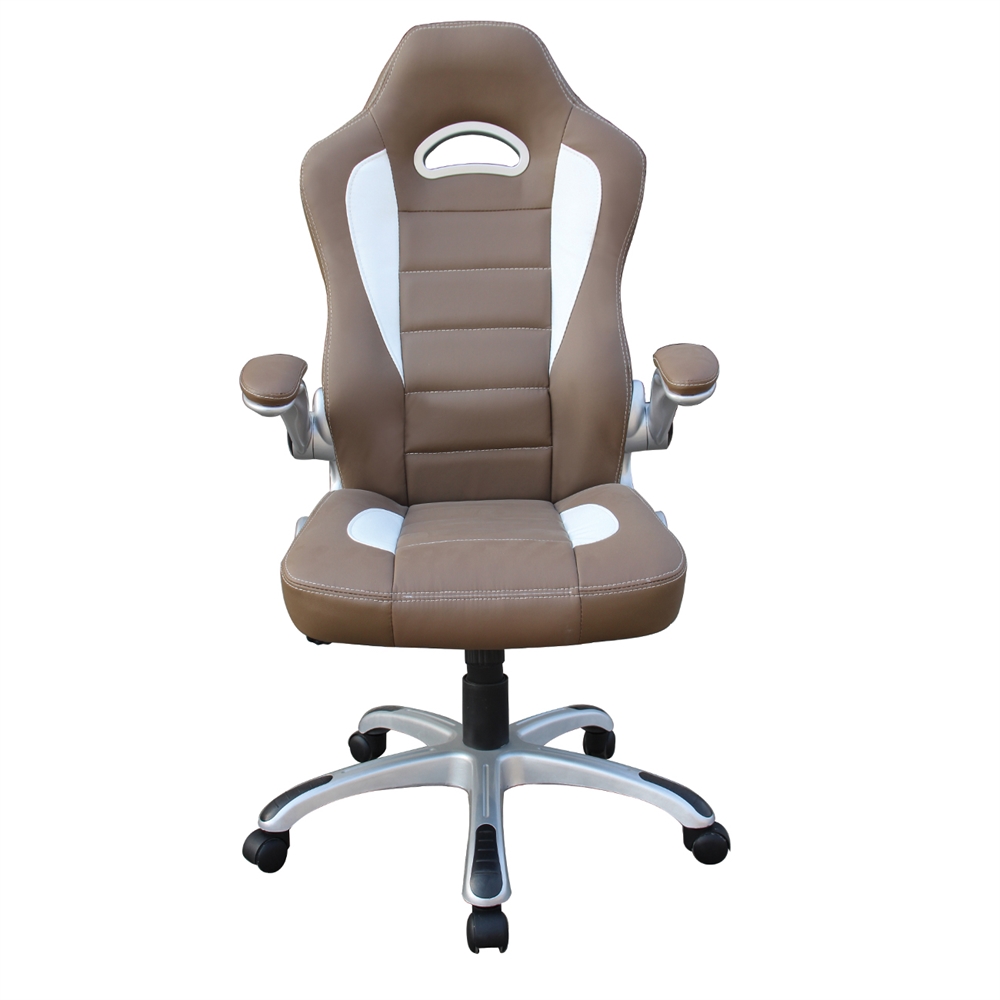 High Back Executive Sport Race Office Chair with Flip-Up Arms - Thumbnail 4
