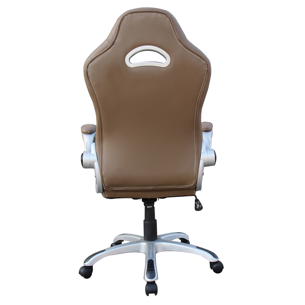 High Back Executive Sport Race Office Chair with Flip-Up Arms. Color: Camel. Picture 4