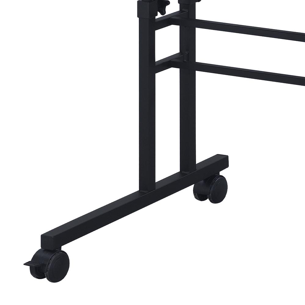 Rolling Writing Desk with Height Adjustable Desktop and Moveable Shelf, Black. Picture 2