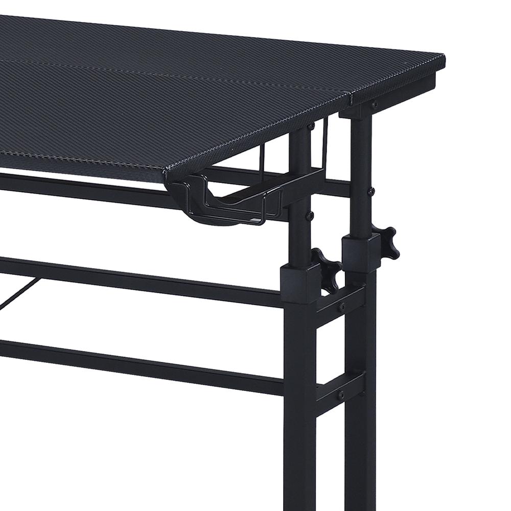 Rolling Writing Desk with Height Adjustable Desktop and Moveable Shelf, Black. Picture 4