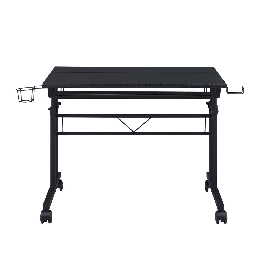 Rolling Writing Desk with Height Adjustable Desktop and Moveable Shelf, Black. Picture 5