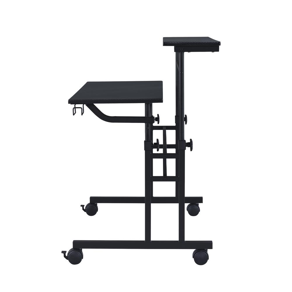 Rolling Writing Desk with Height Adjustable Desktop and Moveable Shelf, Black. Picture 7