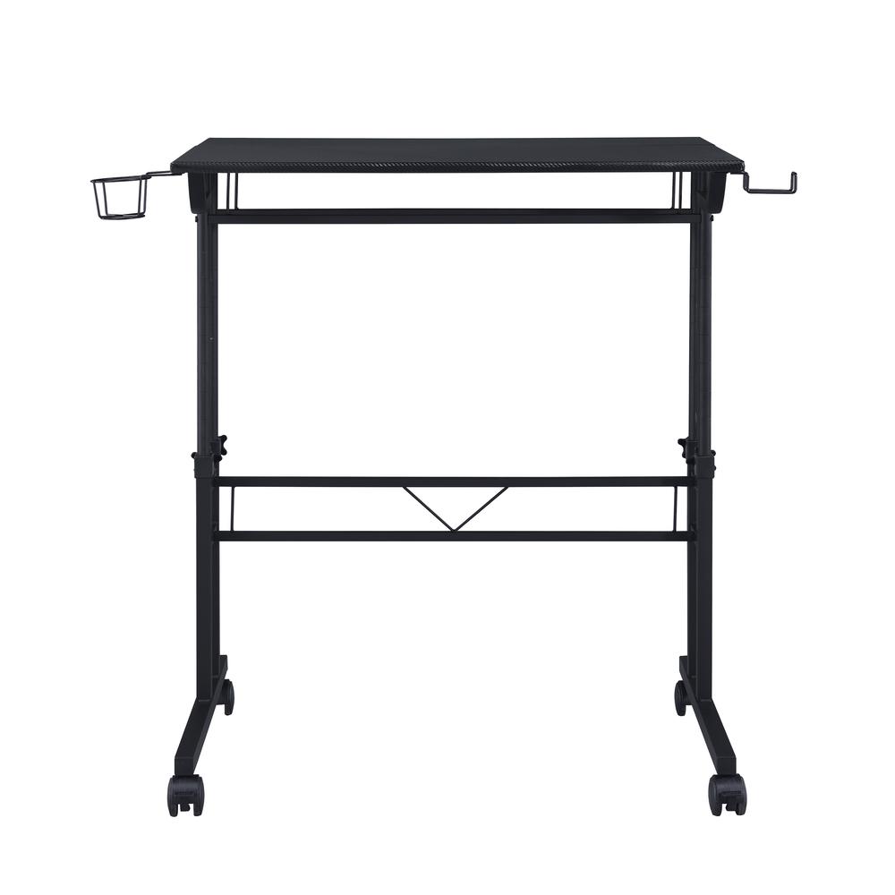 Rolling Writing Desk with Height Adjustable Desktop and Moveable Shelf, Black. Picture 11