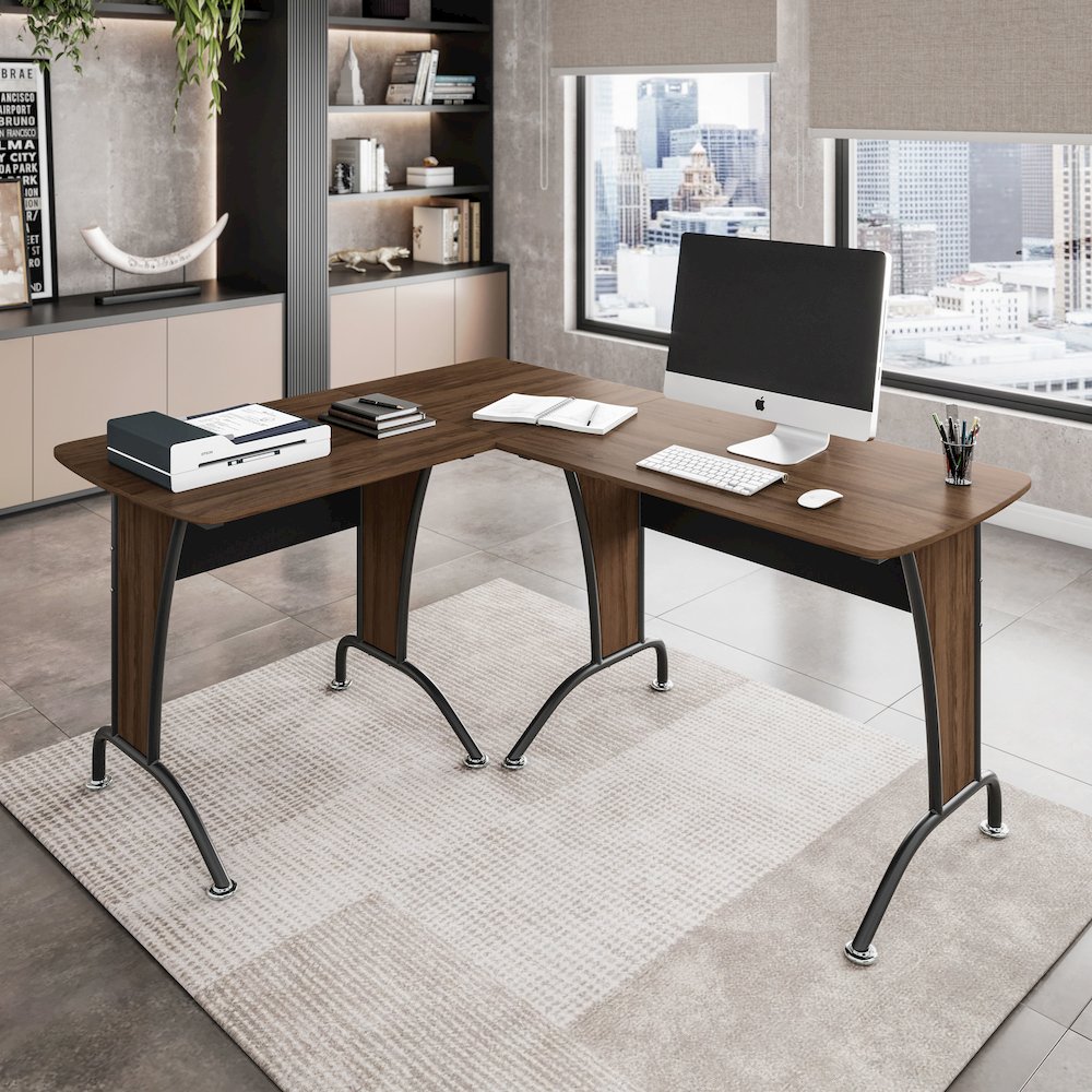 Techni Mobili Deluxe L-Shaped Desk with Inline Team Desk Option. Picture 7