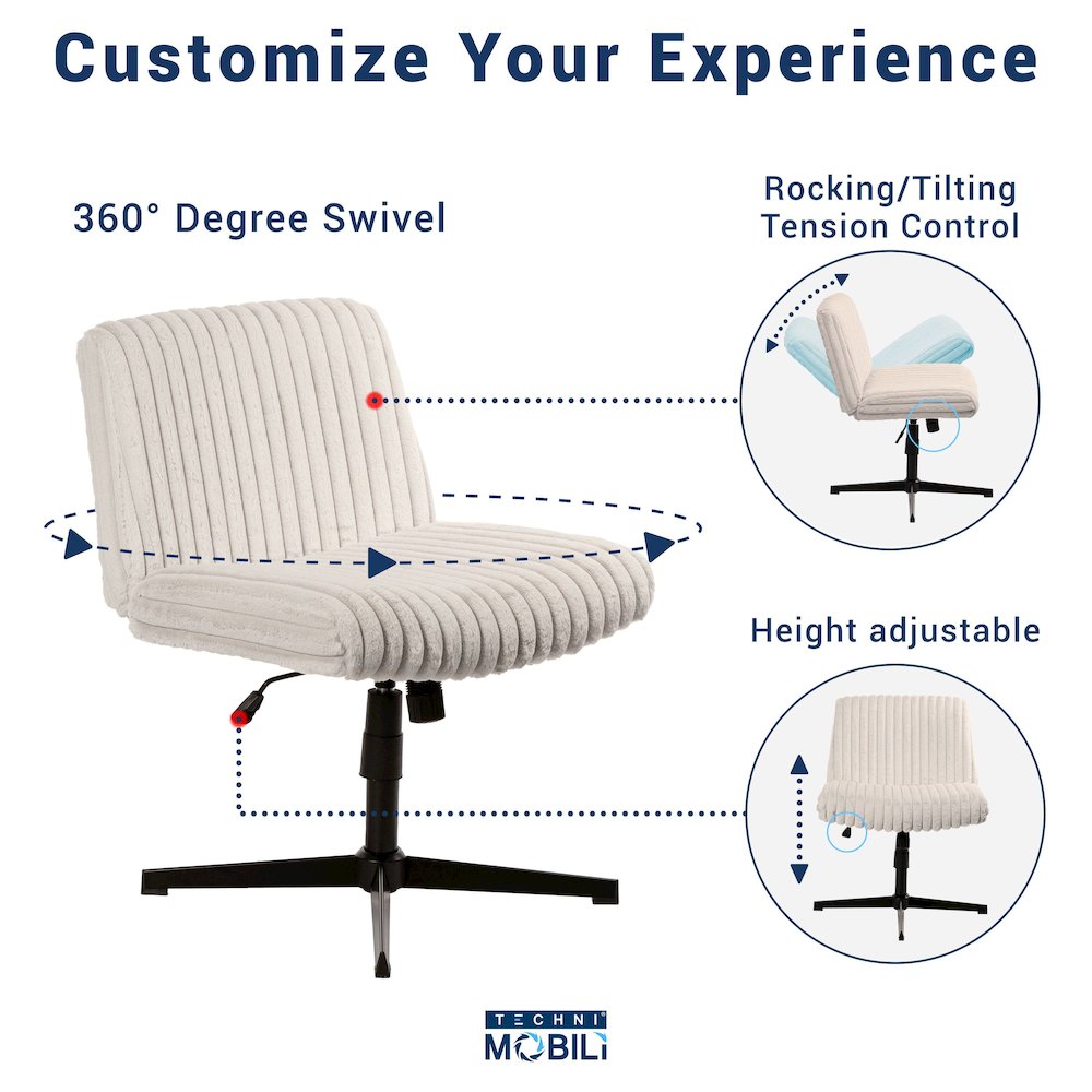 Techni Mobili Criss Cross Chair - Extra Wide Home or Office Chair. Picture 15