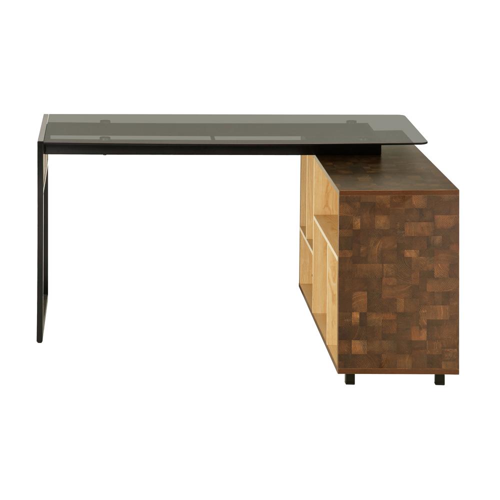 Techni Mobili L-Shape Corner Desk with Multiple Storage, Oak. Picture 2