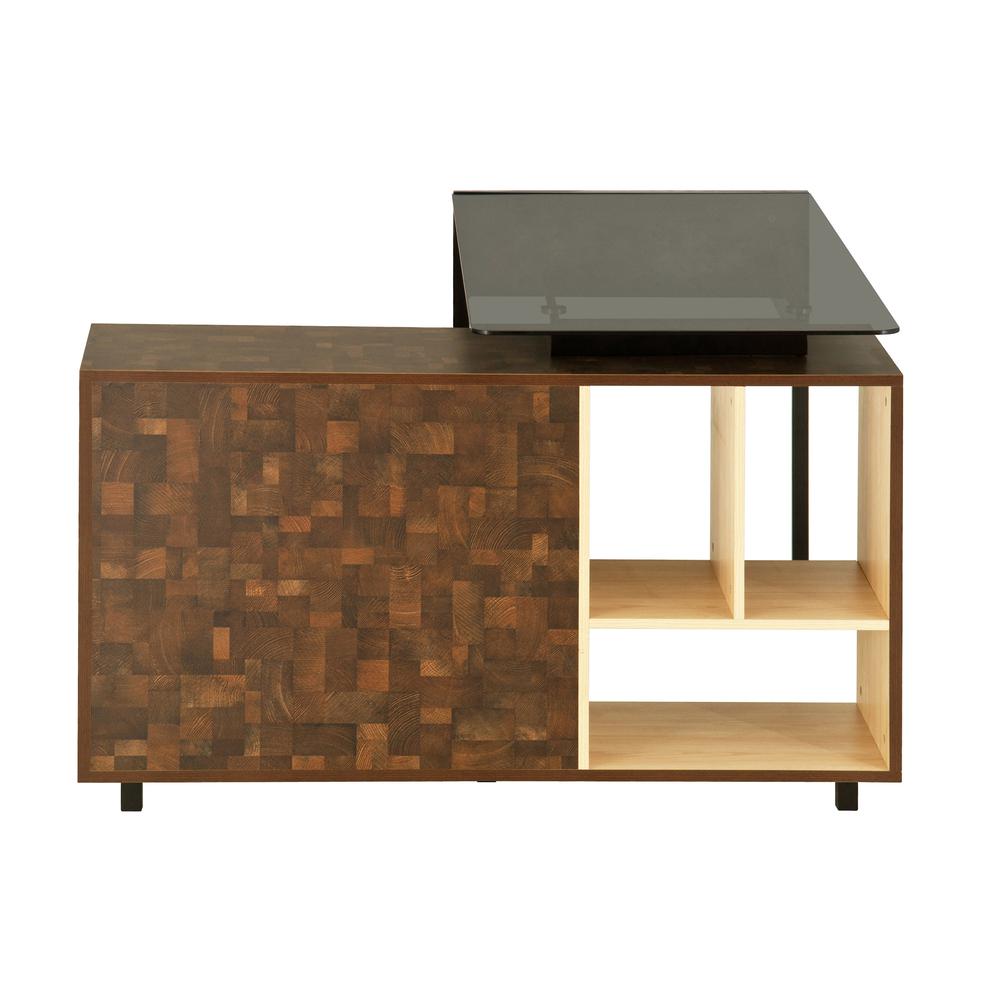Techni Mobili L-Shape Corner Desk with Multiple Storage, Oak. Picture 8