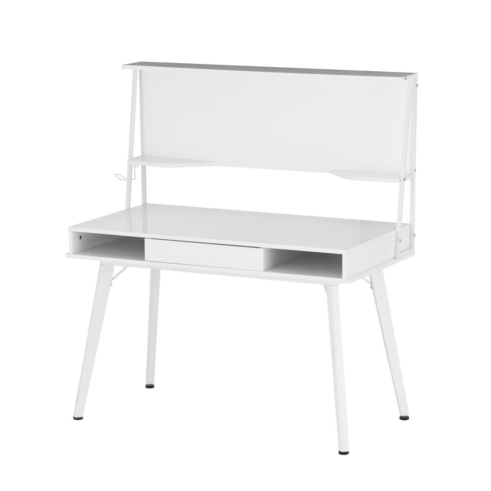 Techni Mobili Study Computer Desk with Storage & Magnetic Dry Erase White Board, White. Picture 3