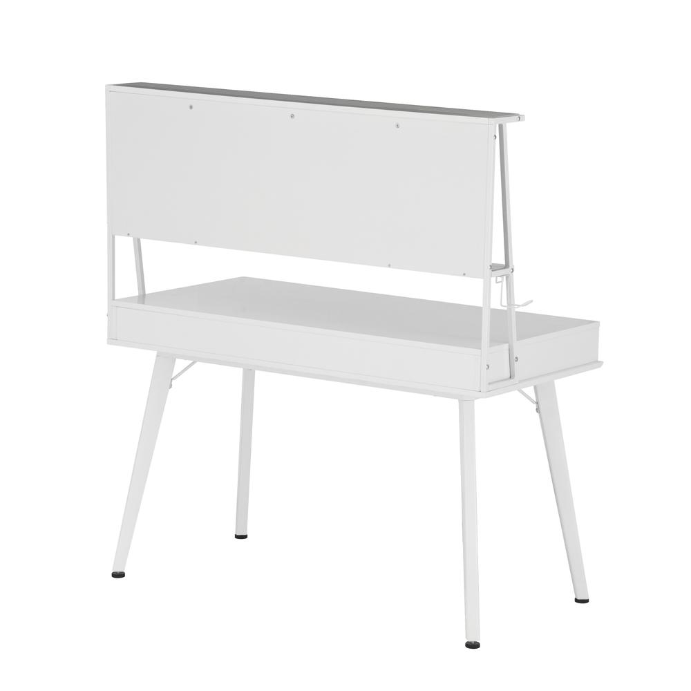Techni Mobili Study Computer Desk with Storage & Magnetic Dry Erase White Board, White. Picture 4