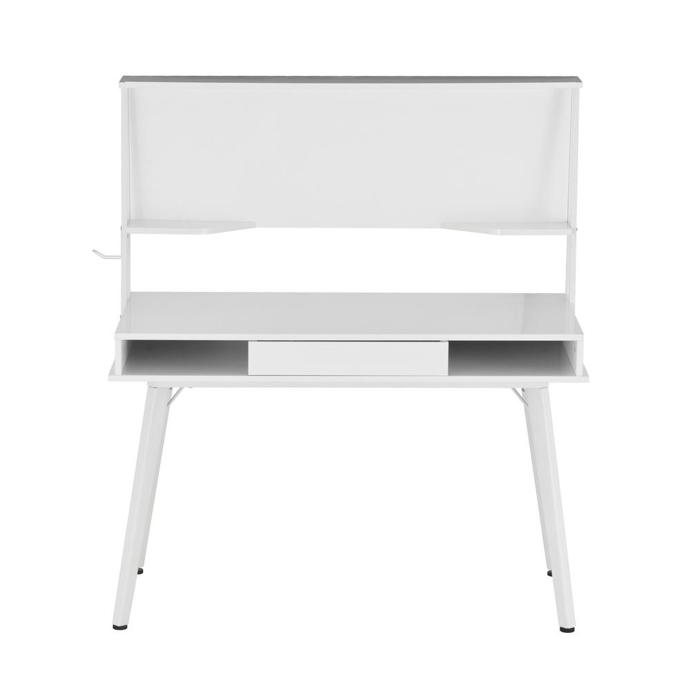 Techni Mobili Study Computer Desk with Storage & Magnetic Dry Erase White Board, White. Picture 5