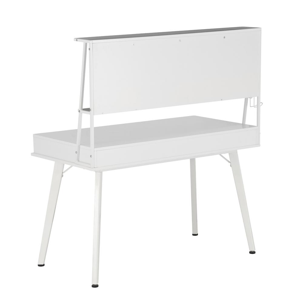 Techni Mobili Study Computer Desk with Storage & Magnetic Dry Erase White Board, White. Picture 7