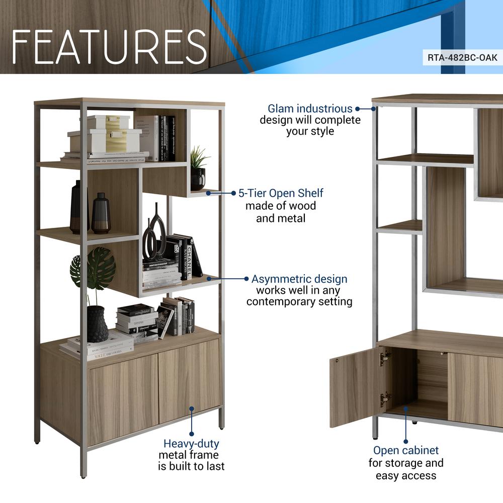 Techni Mobili Oak Storage Rack with  door cabinet. Picture 20