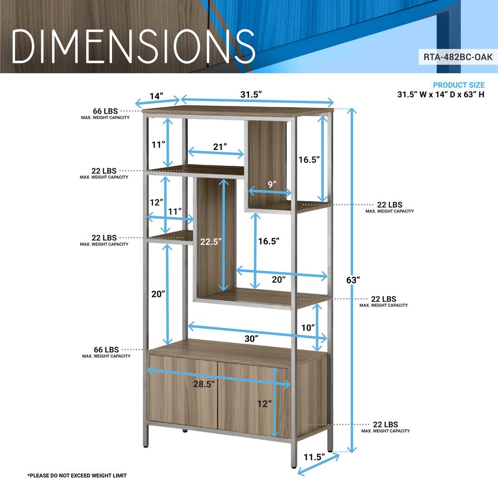 Techni Mobili Oak Storage Rack with  door cabinet. Picture 21