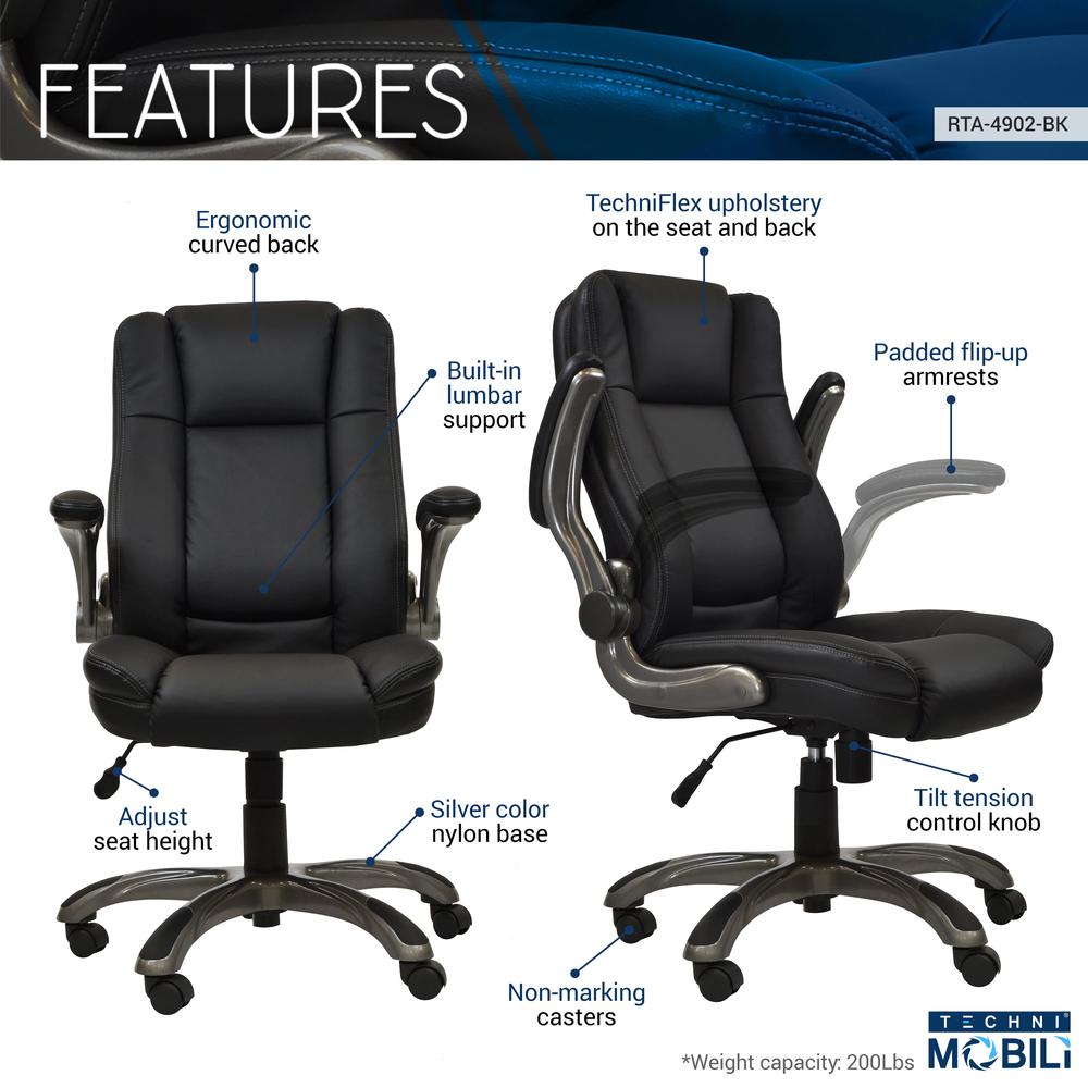 Ergonomic Faux Leather Office Chair – Ultra-Padded Executive Desk Chair,Black. Picture 6
