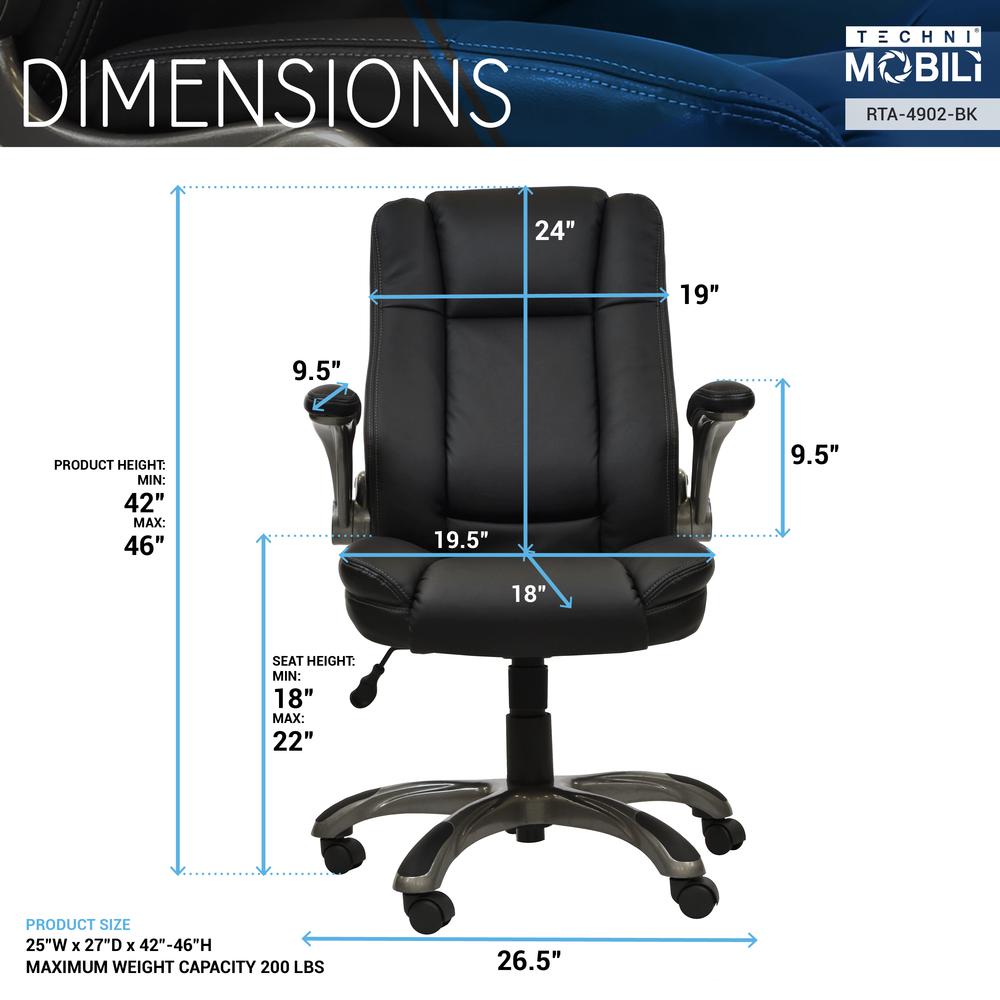 Ergonomic Faux Leather Office Chair – Ultra-Padded Executive Desk Chair,Black. Picture 7