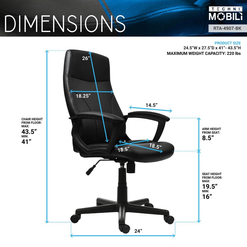 Medium Back Executive Office Chair. Color: Black. Picture 7