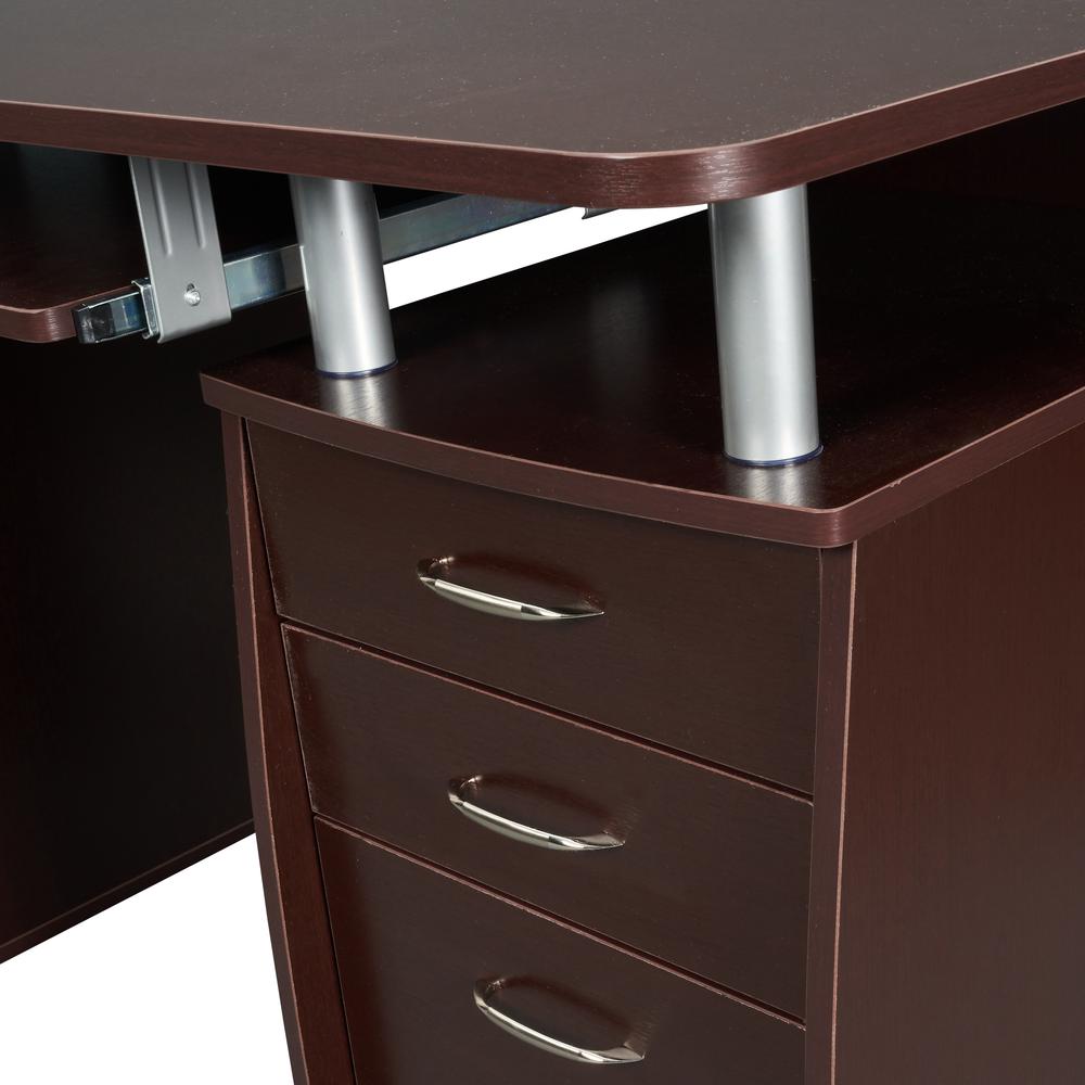 Complete Workstation Computer Desk with Storage. Color: Chocolate. Picture 7