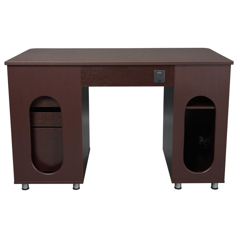 Complete Workstation Computer Desk with Storage. Color: Chocolate. Picture 5