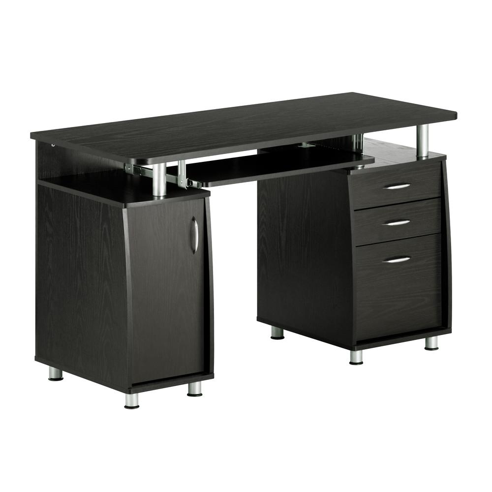 Techni Mobili Complete Workstation Computer Desk with Storage, Espresso. Picture 1