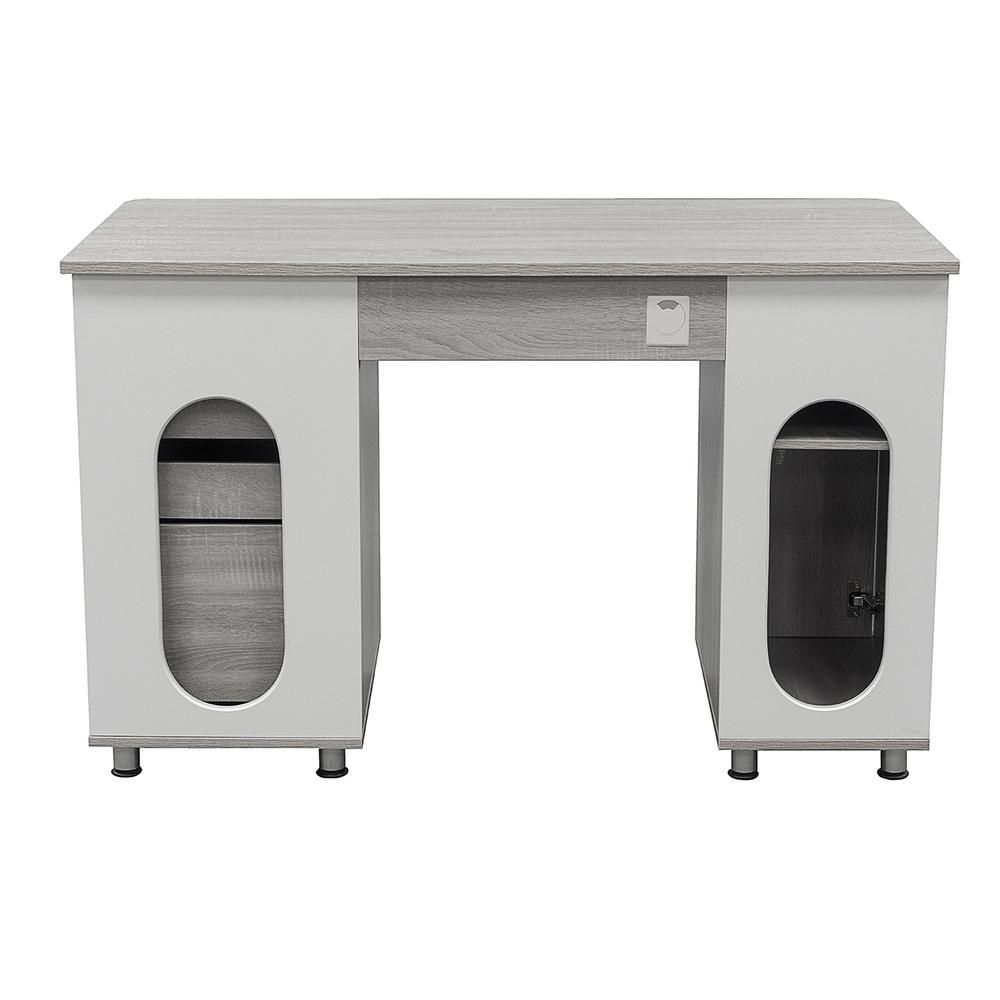 Techni Mobili Complete Workstation Computer Desk with Storage. Color: Grey. Picture 4
