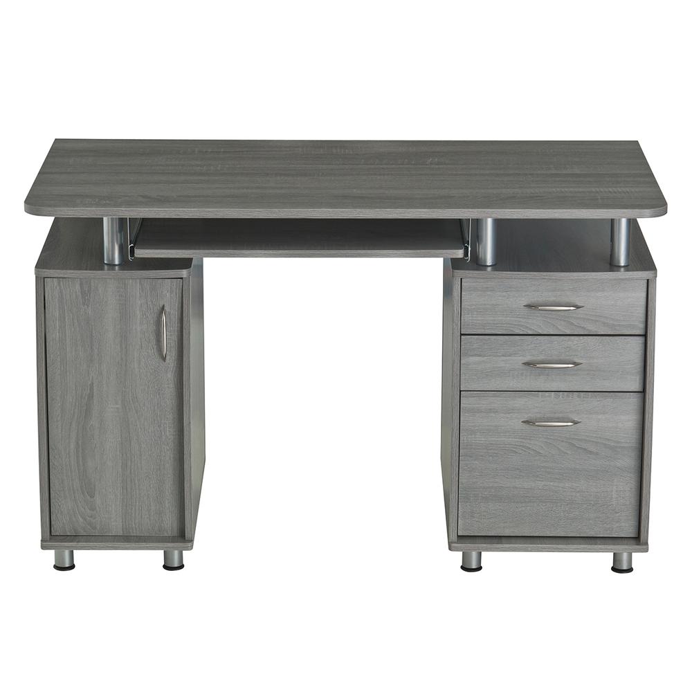 Techni Mobili Complete Workstation Computer Desk with Storage. Color: Grey. Picture 2
