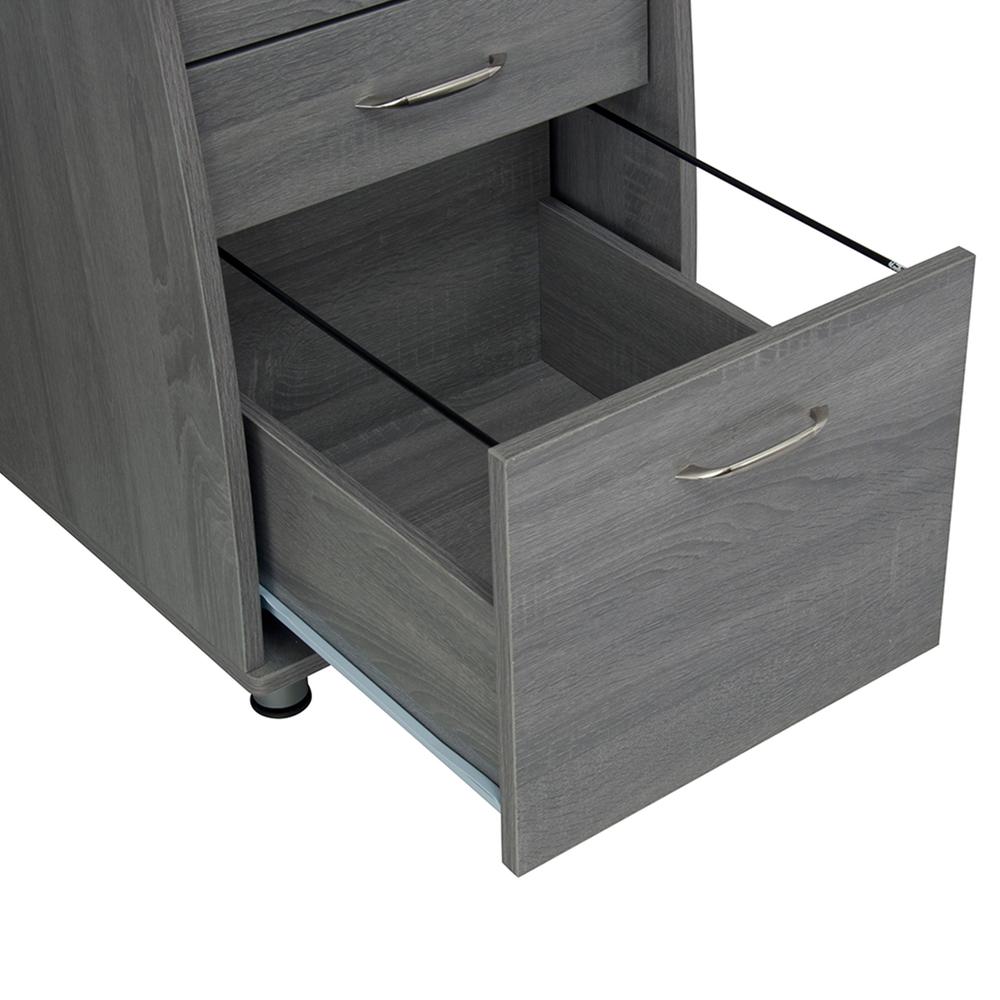 Techni Mobili Complete Workstation Computer Desk with Storage. Color: Grey. Picture 11