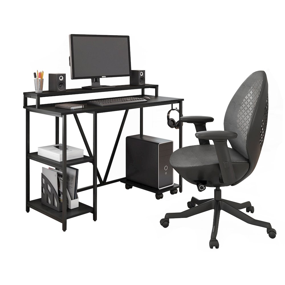 Techni Mobili Industrial Writing Desk, Black. Picture 3