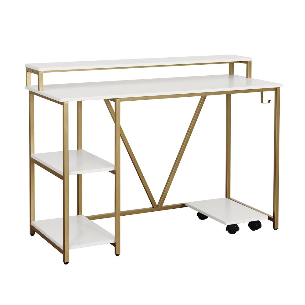 Techni Mobili Industrial Writing Desk, Gold. Picture 1
