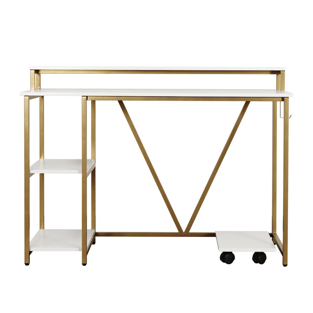 Techni Mobili Industrial Writing Desk, Gold. Picture 2