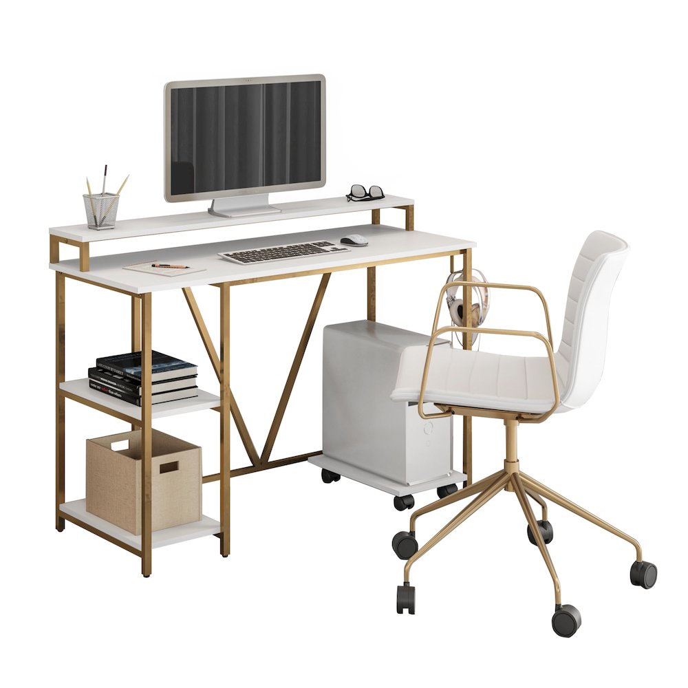 Techni Mobili Industrial Writing Desk, Gold. Picture 3