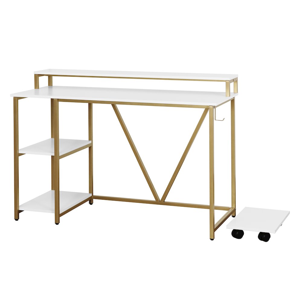 Techni Mobili Industrial Writing Desk, Gold. Picture 9