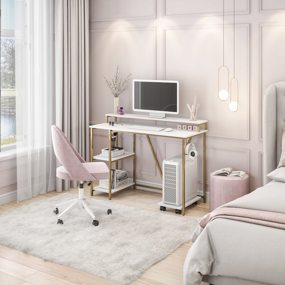 Techni Mobili Industrial Writing Desk, Gold. Picture 15